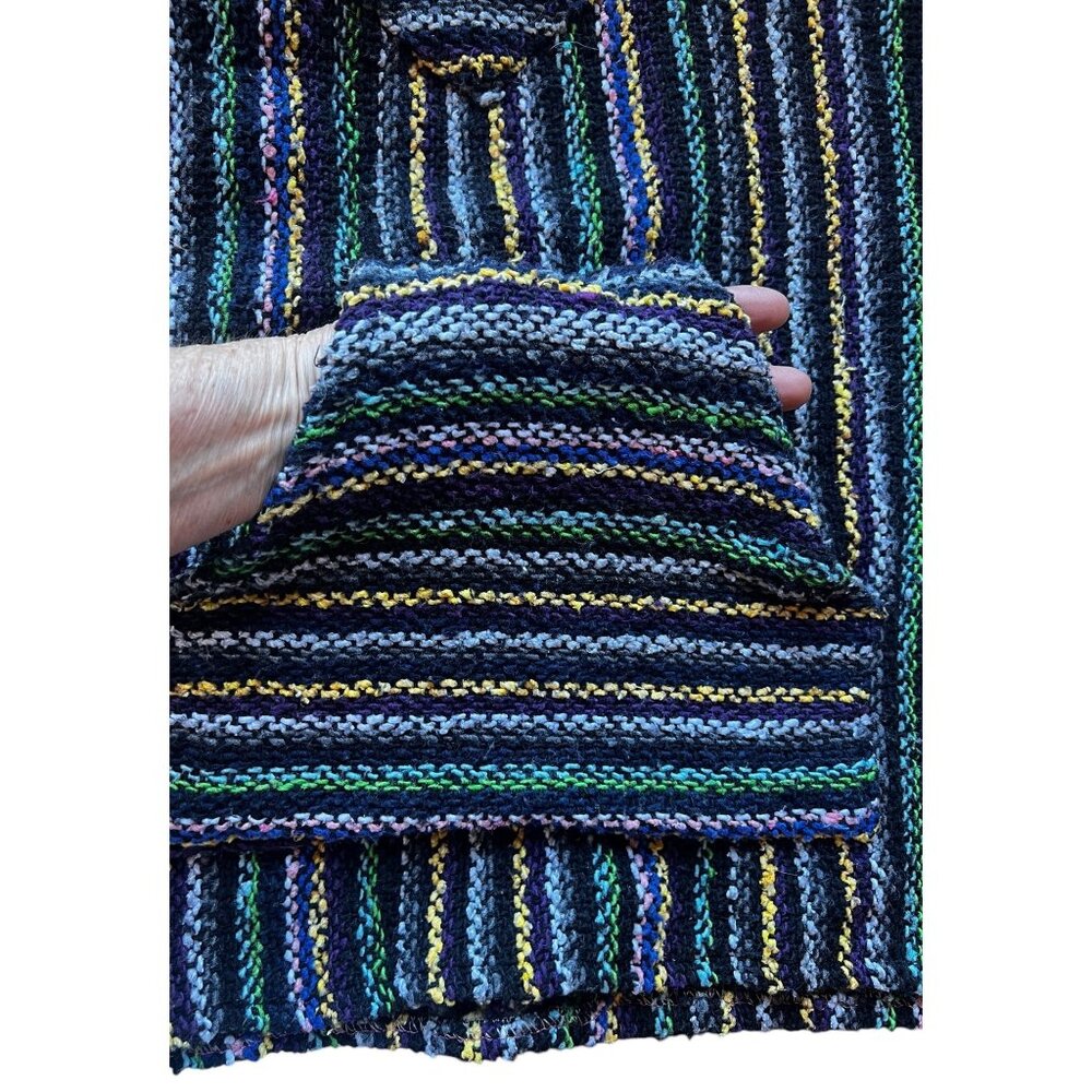 Vel Mex Hoodie Textured Black Multicolor Pull Over - Picture 14 of 15